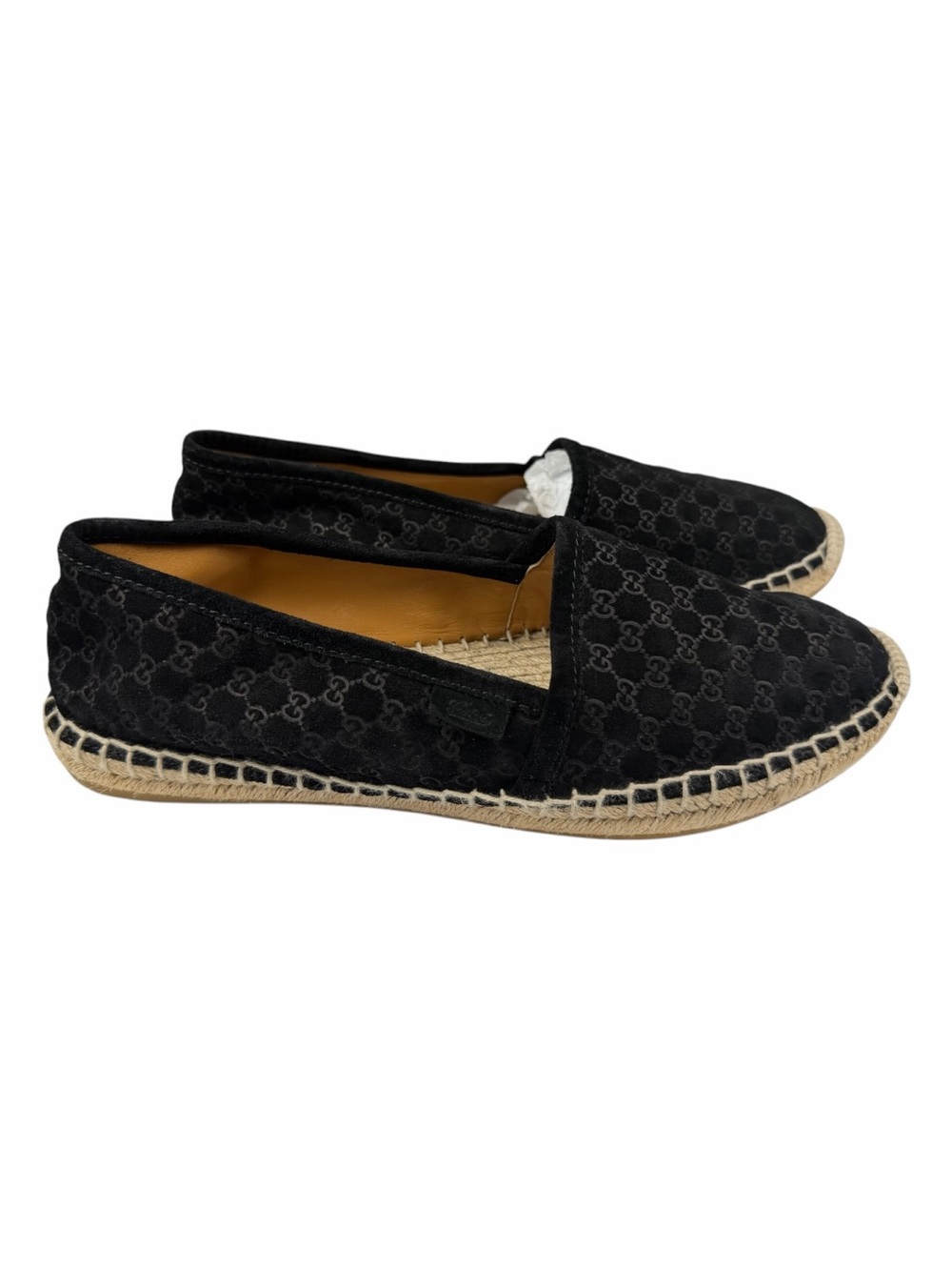 Gucci Microguccissima Pattern Suede Slip-On Espadrilles Flats In Black Size 37.5 - Picture 5 of 13